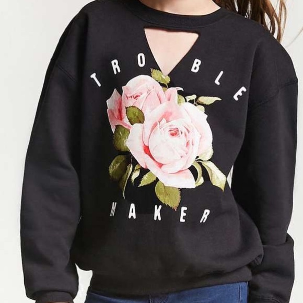 Forever 21 Rose Cut-Out sweatshirt